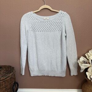 LOFT Light Gray Crew Neck Sweater